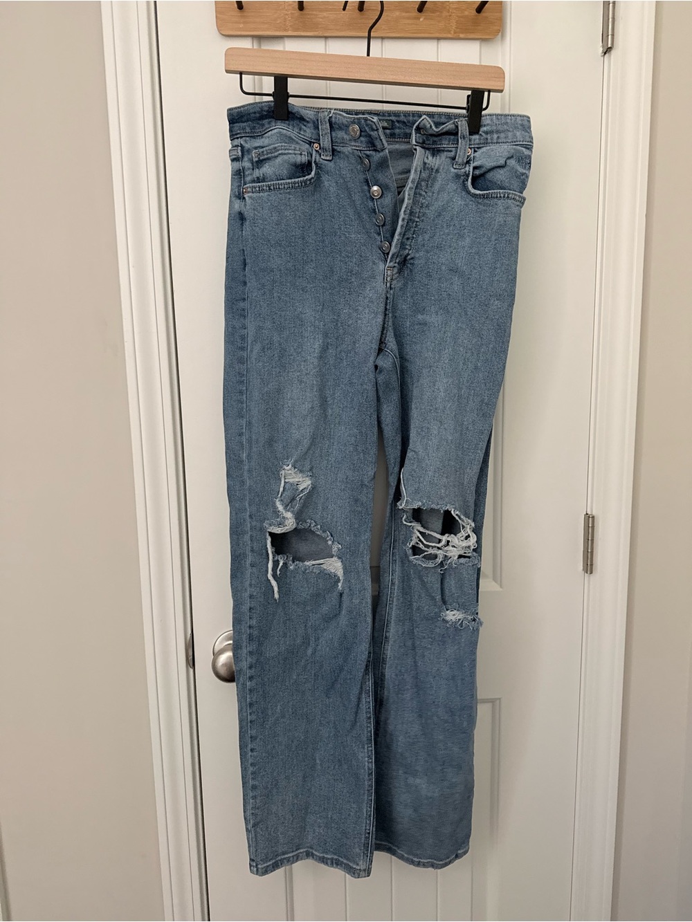 Target Light Blue Distressed Straight-Leg Jeans